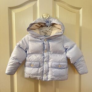 Ralph Lauren Pale Blue Hooded Down Puffer Jacket Baby Boys Size 9 Months